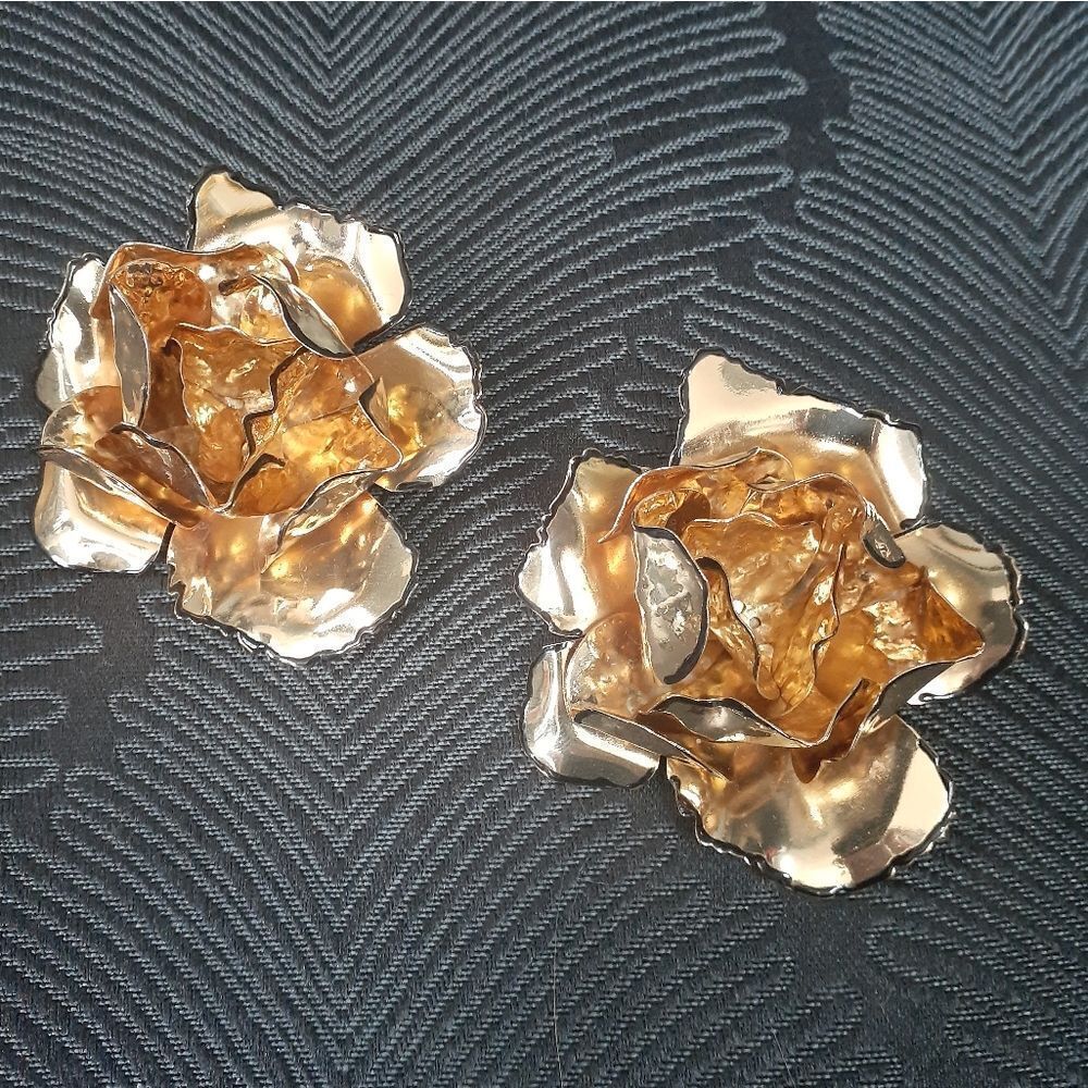 NWOT Zara GoldFlower Statement Earrings - Picture 14 of 14
